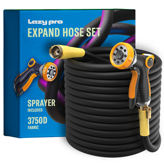 LazyHose i50s: Lightweight 50ft Garden Hose, 3750D 2 Layers Fabric, 10-Way Sprayer