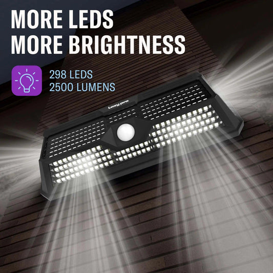 Lazy Pro i298 Solar Lights: 298 LEDs, Motion Sensor, Waterproof (2 Pack)