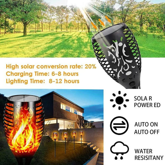 LazyFlame96™ 96 LED Outdoor Solar Torch Lights Waterproof Flickering Dancing Flame
