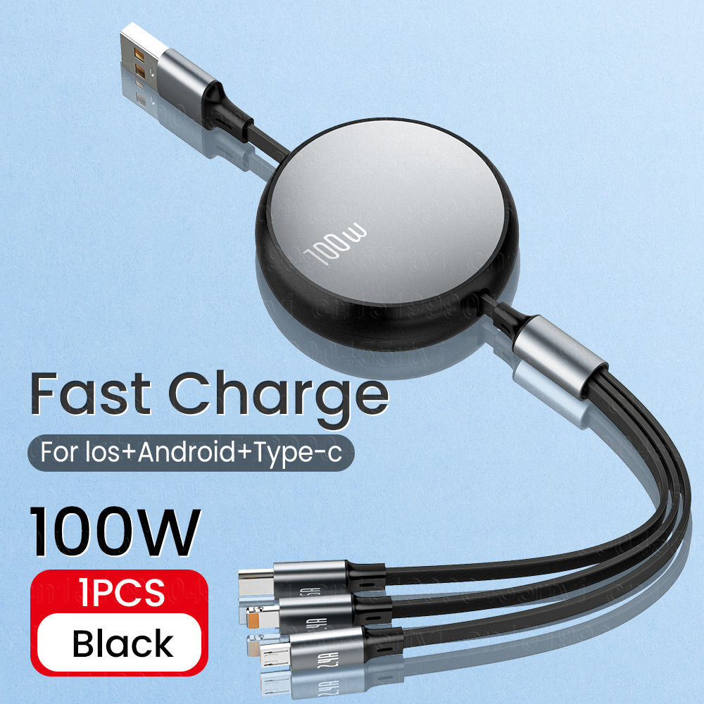 Lazypro™ Powertrio 100w 6a Versacord - 3 In 1 Fast Usb Cable