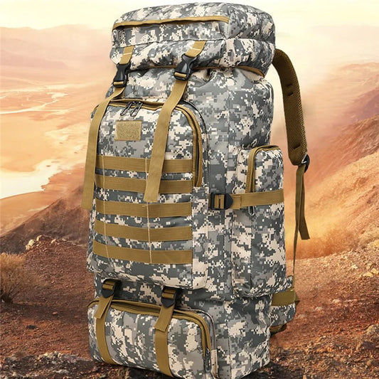 80L Waterproof Molle Camo Tactical Backpack Military Army Bag