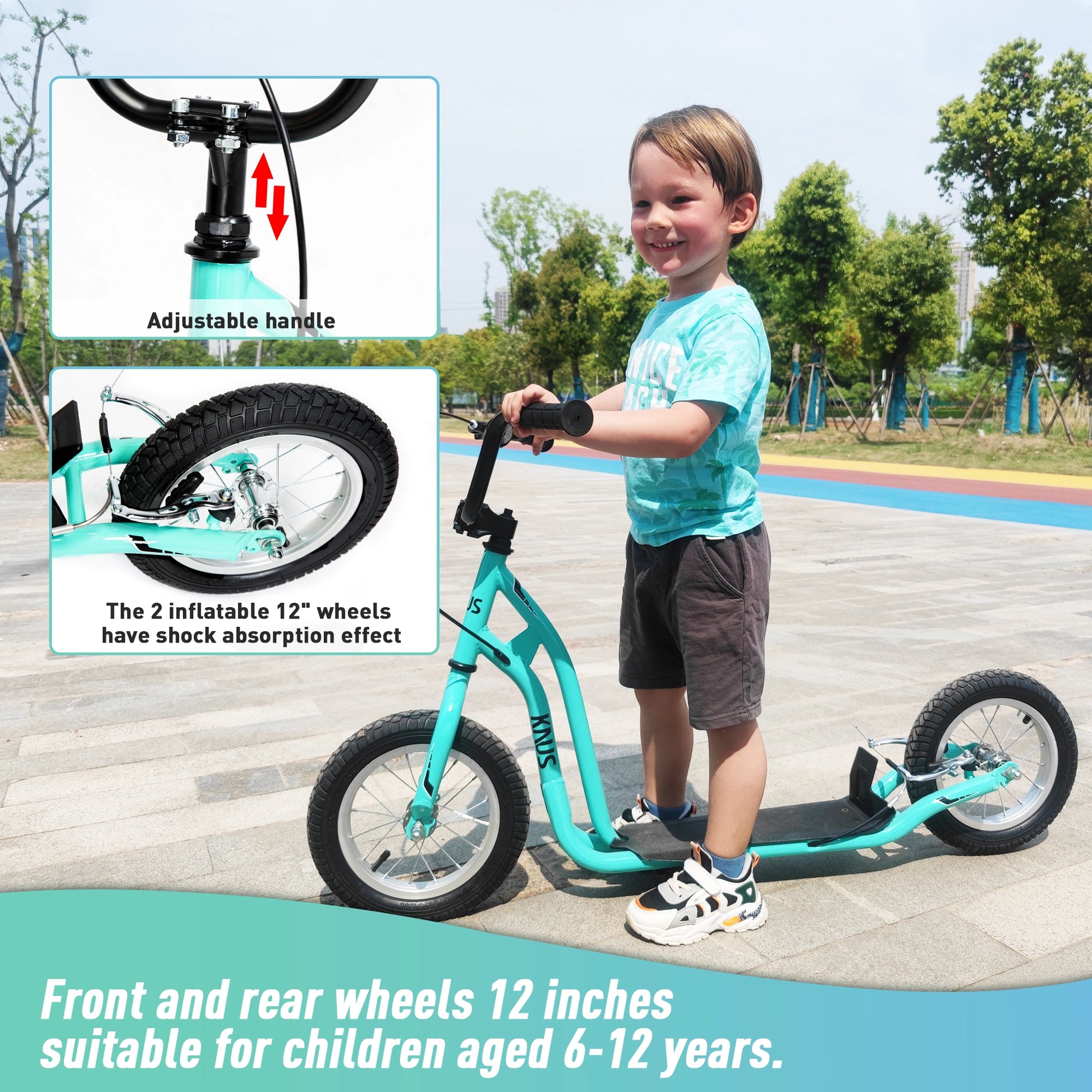 Lazy Bot™ 12" Scooter for Kids Ages 6-12 Adult Scooter with Big Wheels, Lightweight Durable Steel Frame Scooter - Lazy Pro