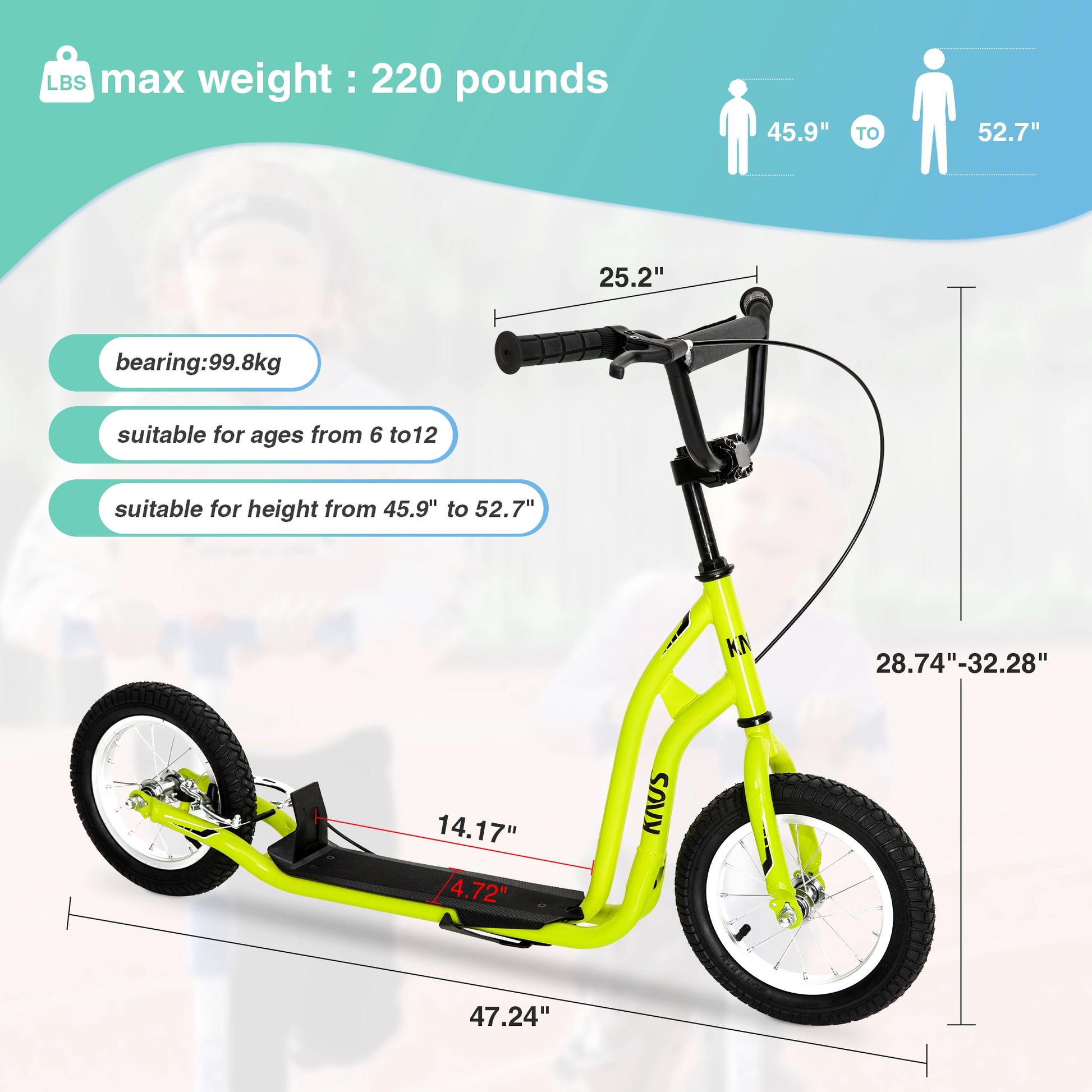 Lazy Bot™ 12" Scooter for Kids Ages 6-12 Adult Scooter with Big Wheels, Lightweight Durable Steel Frame Scooter - Lazy Pro