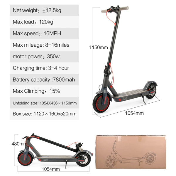 Lazy Bot™ A17 36V 350W Electric Scooter Adult; Max 16Mph Battery 16 Miles Range Light Scooter - Lazy Pro