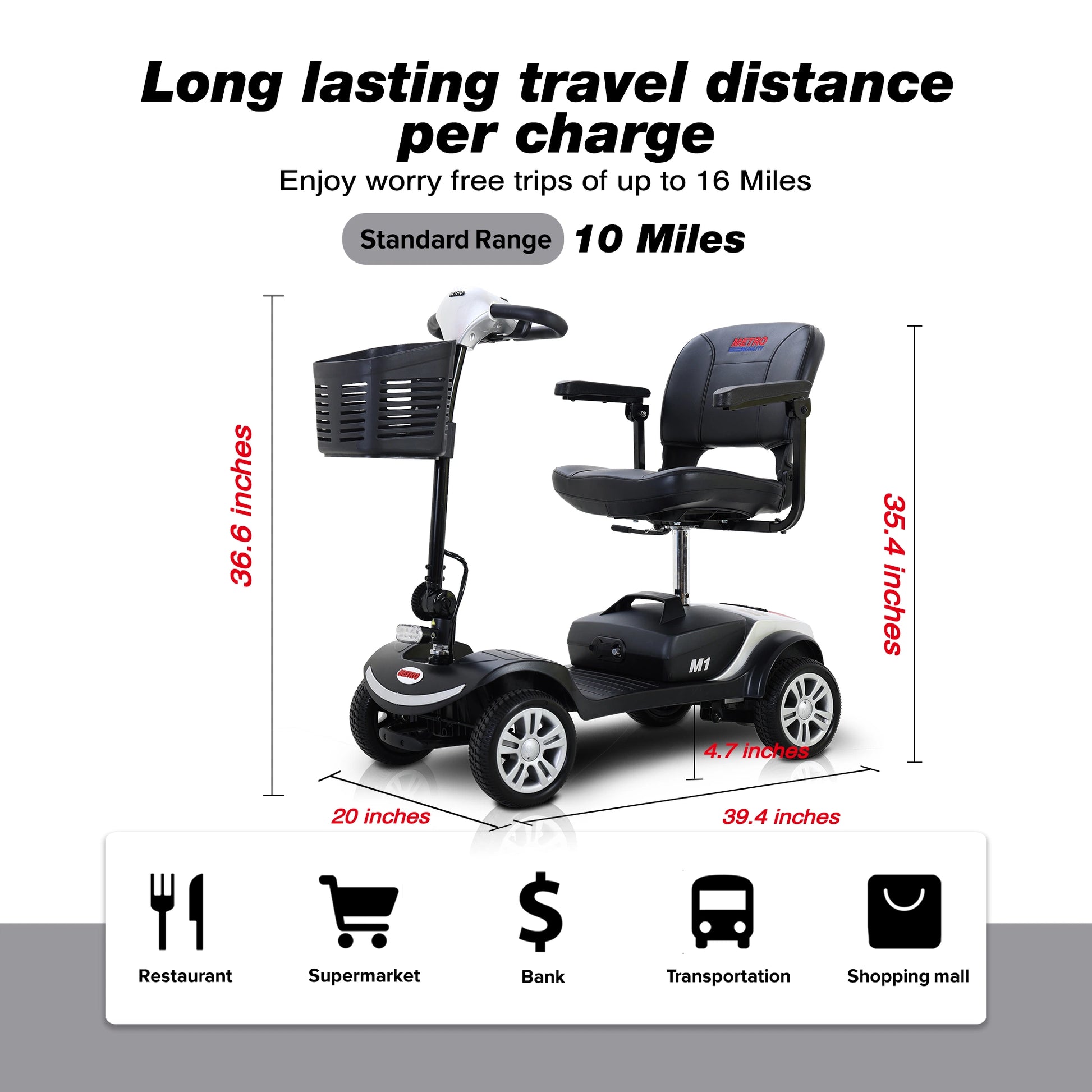 Lazy Bot™ Four wheels Compact Travel Foldable Outdoor Electric Power Mobility Scooter for Adult with LED Lights - Lazy Pro