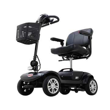 Lazy Bot™ Four wheels Compact Travel Mobility Scooter with 300W Motor for Adult-300lbs, Gloss Black - Lazy Pro