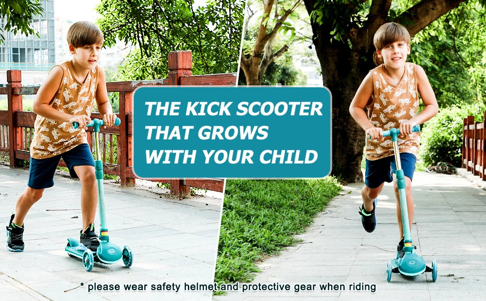 Lazy Bot™ Kick Scooter for Kids, Wheel with Brake, Adjustable Height Handlebar, Lightweight, Aged 3-10, Wide Standing Board - Lazy Pro