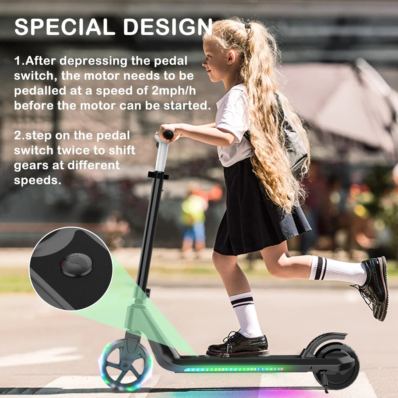 Lazy Bot™ Kids Electric Scooter Foldable 5.5 Inch Tire Adjustable Height Kids Age 8+ Ideal Gift for Children - Lazy Pro