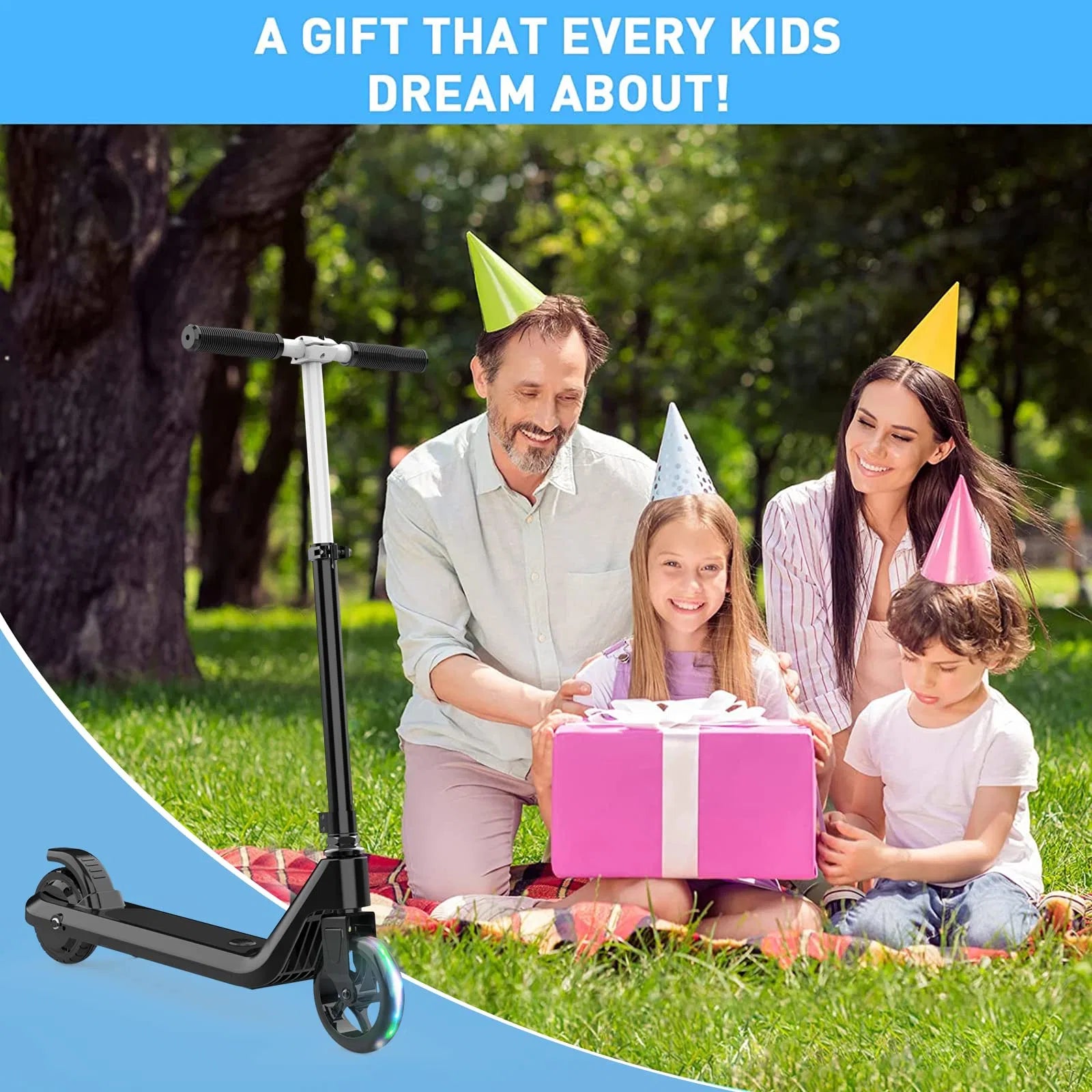 Lazy Bot™ Kids Electric Scooter Foldable 5.5 Inch Tire Adjustable Height Kids Age 8+ Ideal Gift for Children - Lazy Pro