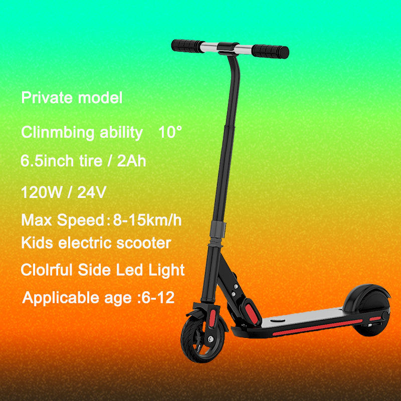 Lazy Bot™ Kids Electric Scooter Foldable 6.5 Inch Tire Colorful Rainbow Lights LED Display Adjustable Speed and Height Kids Age - Lazy Pro