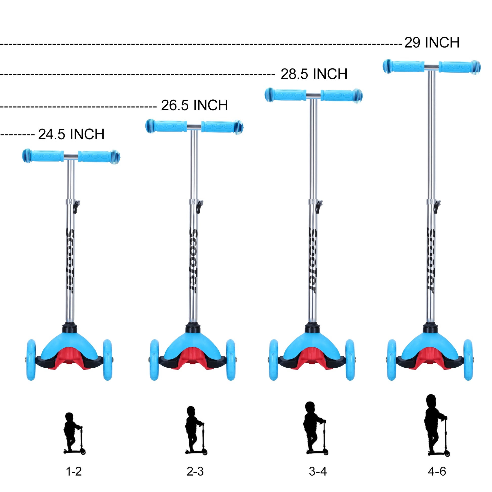 Lazy Bot™ Kids Scooter - 4 Adjustable Height, Extra-Wide Deck with Brake & 3 PU Flashing Wheels, Over 3 Years Old,Blue - Lazy Pro