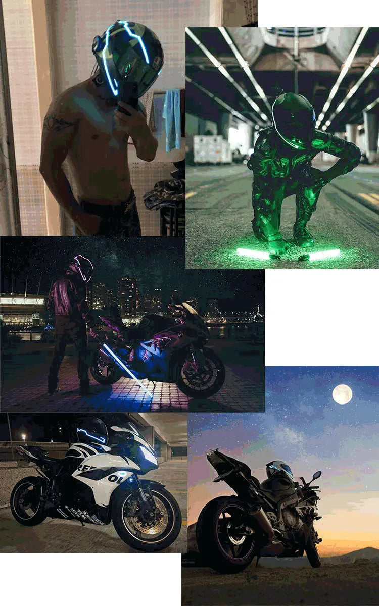 Lazy Bot™ Motorcycle Helmet Lighted Strip Night Riding Helmet Light Strip LED Warning Lights - Lazy Pro