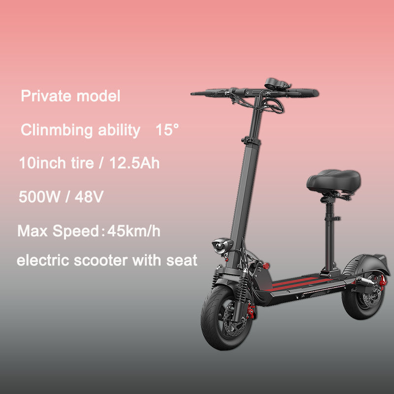 Lazy Bot™ Q7 E-Scooters Off Road Foldable 10 inches Long Range E-Scooter With Seat 500W 48V - Lazy Pro