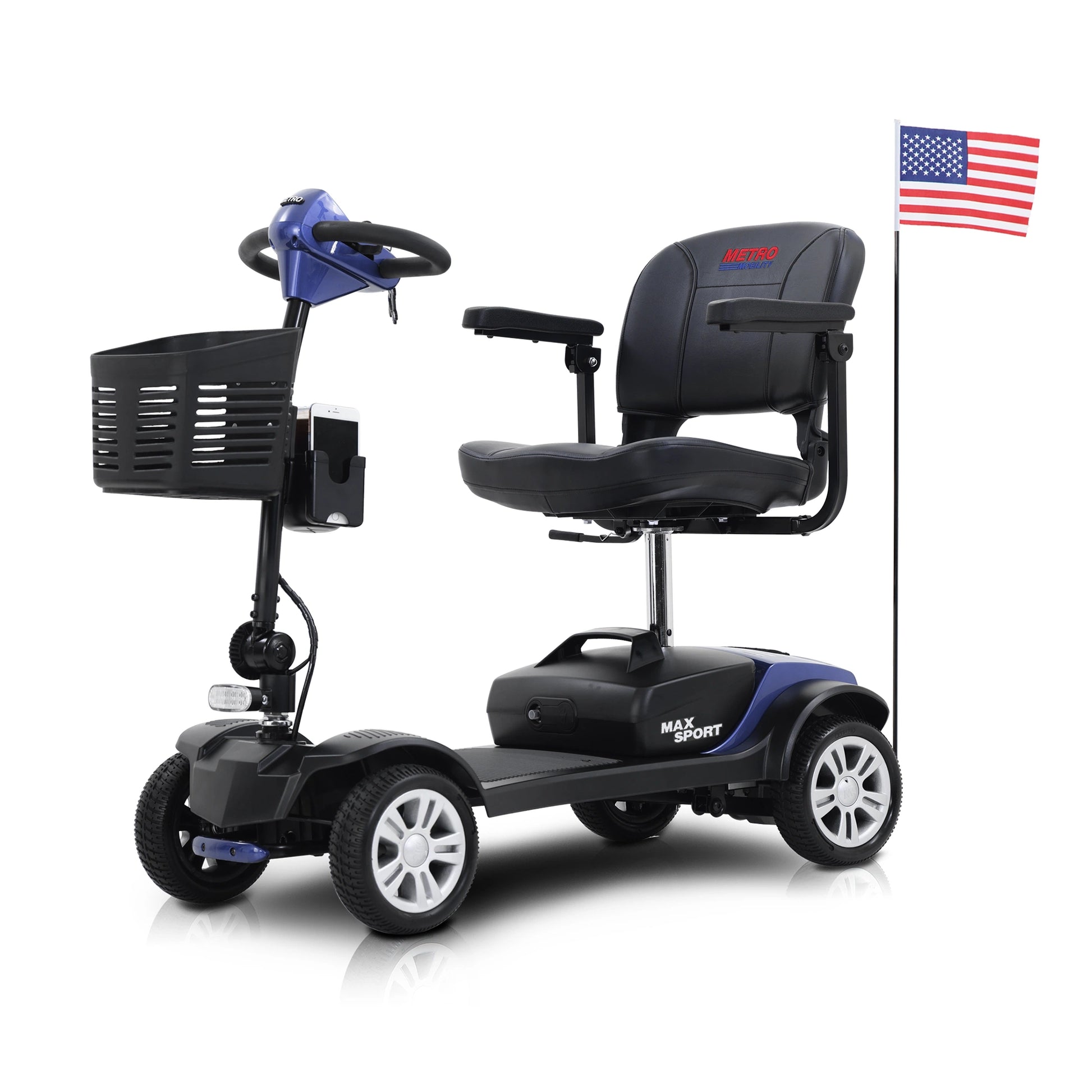 Lazy Bot™ W42936056 MAX SPORT BLUE 4 Wheels Outdoor Compact Mobility Scooter with 2pcs*12AH Lead acid Battery - Lazy Pro