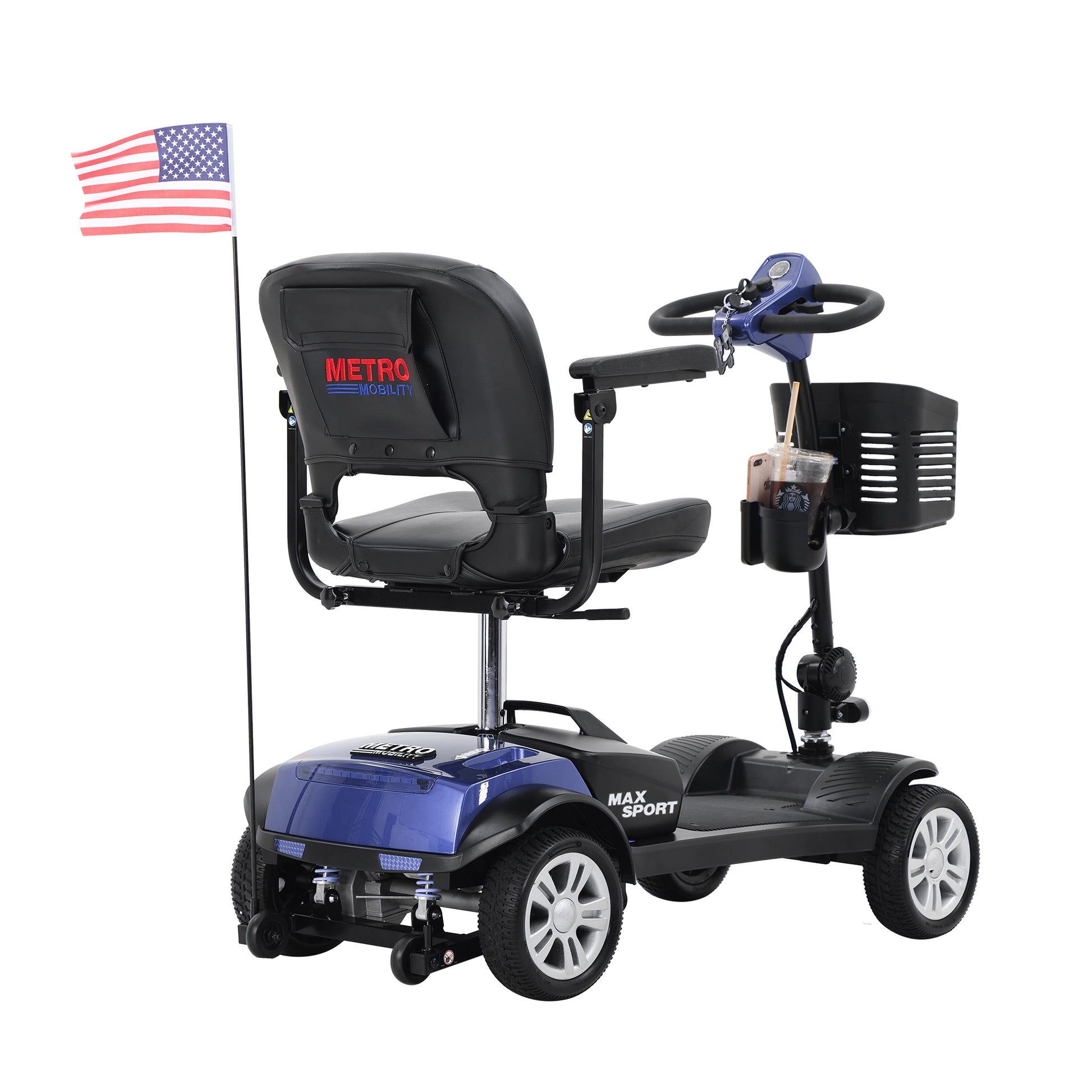 Lazy Bot™ W42936056 MAX SPORT BLUE 4 Wheels Outdoor Compact Mobility Scooter with 2pcs*12AH Lead acid Battery - Lazy Pro