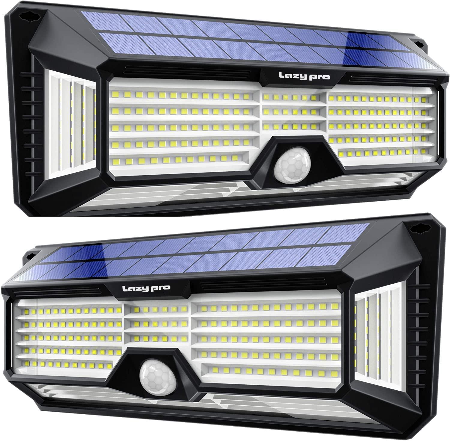 Lazy Pro i298 Solar Lights: 298 LEDs, Motion Sensor, Waterproof (2 Pack) - Lazy Pro