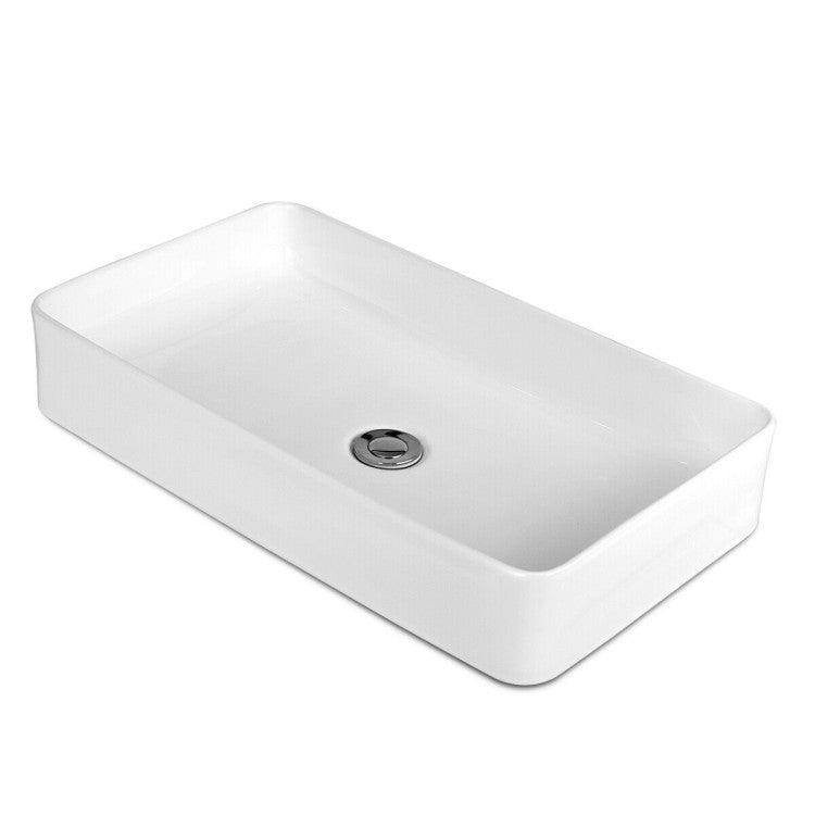 LazyBath™ 24 x 14 Inch Rectangle Bathroom Vessel Sink with Pop-up Drain - Lazy Pro