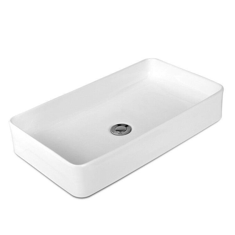 LazyBath™ 24 x 14 Inch Rectangle Bathroom Vessel Sink with Pop-up Drain - Lazy Pro