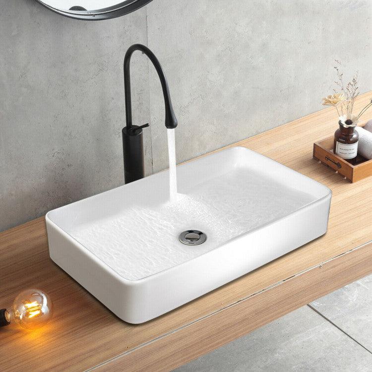 LazyBath™ 24 x 14 Inch Rectangle Bathroom Vessel Sink with Pop-up Drain - Lazy Pro