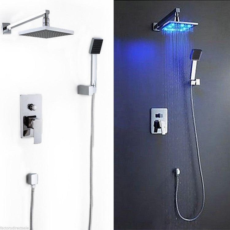 LazyBath™ 8" LED Rainfall Shower head Arm Control Valve Handspray Shower Faucet Set - Lazy Pro