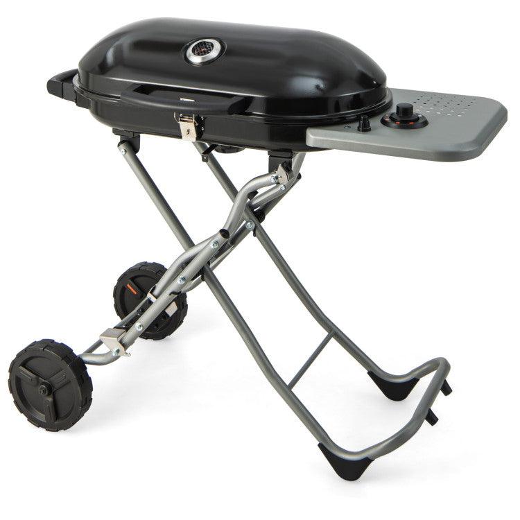 LazyBBQ™ 15000 BTU Portable Propane BBQ Grill with Wheels and Side Shelf - Lazy Pro