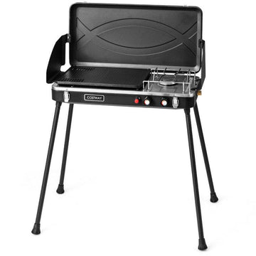 LazyBBQ™ 2-in-1 Gas Camping Grill and Stove with Detachable Legs - Lazy Pro