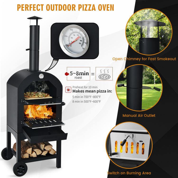 LazyBBQ™ Portable Outdoor Pizza Oven with Pizza Stone and Waterproof Cover - Lazy Pro