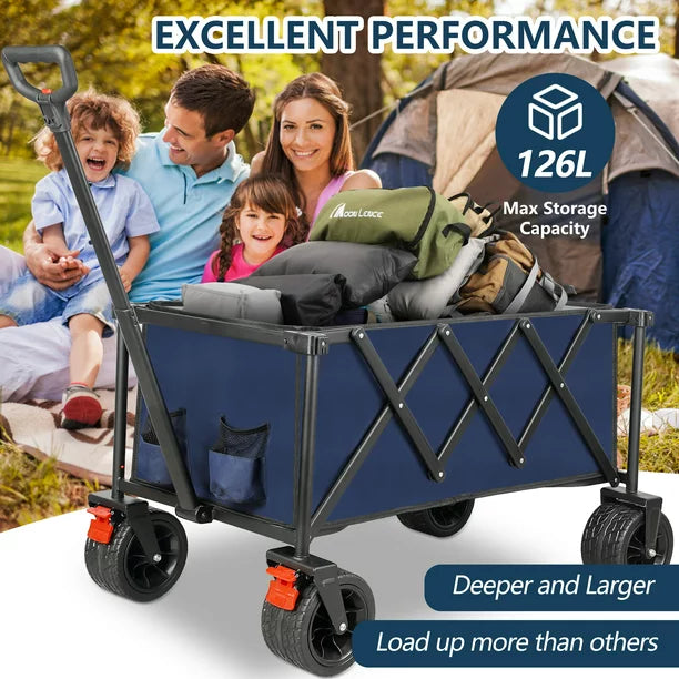 LazyCart™ Collapsible Wagon Cart Heavy-Duty Folding Garden Portable Cart with Universal Wheels - Lazy Pro