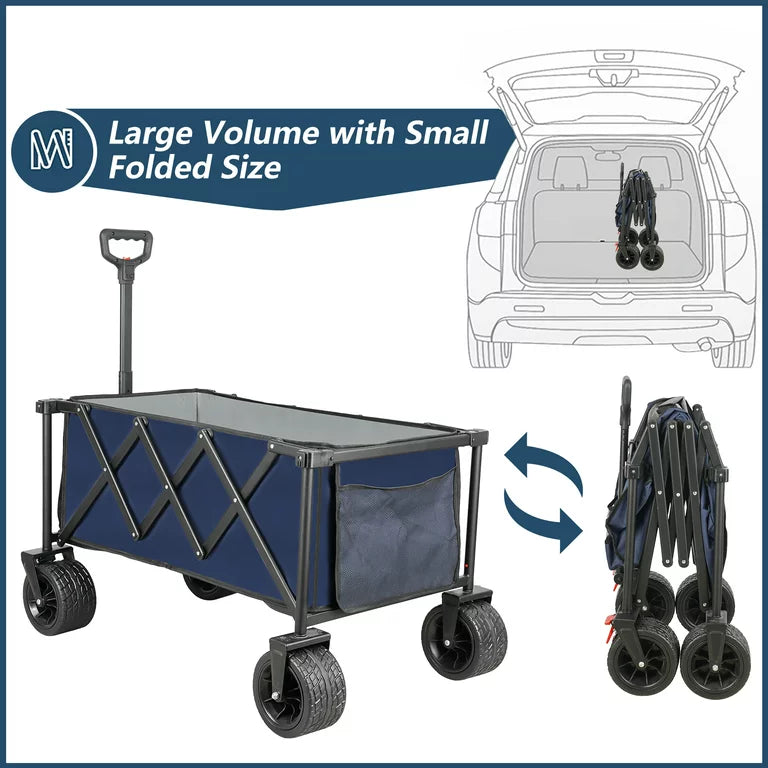 LazyCart™ Collapsible Wagon Cart Heavy-Duty Folding Garden Portable Cart with Universal Wheels - Lazy Pro