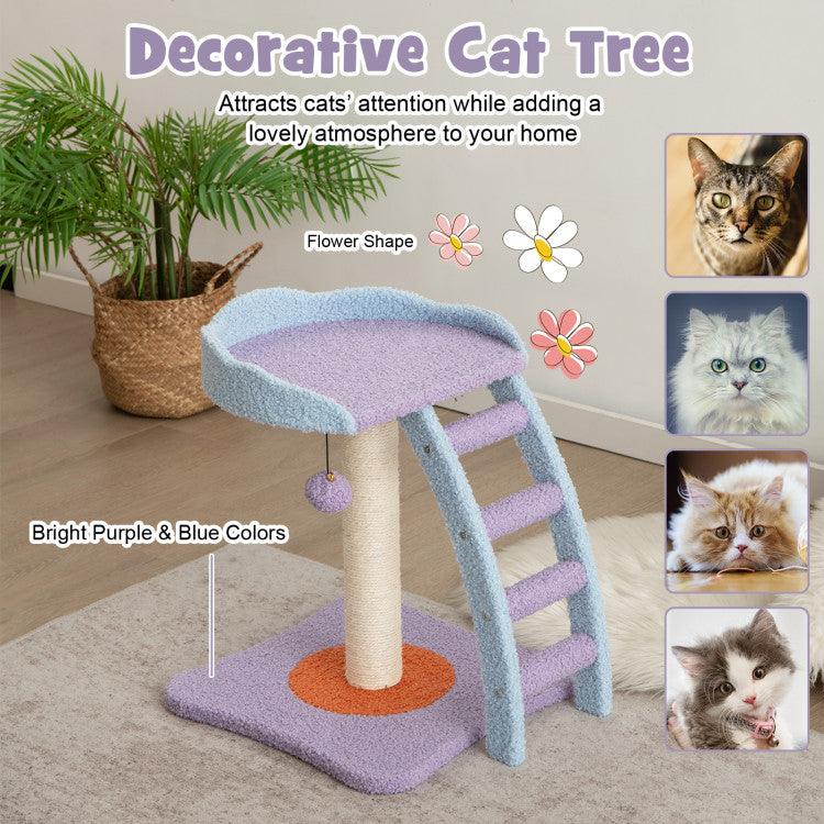 LazyCat™ 19 Inch Mohair Plush Cat Tree with Ladder and Jingling Ball - Lazy Pro