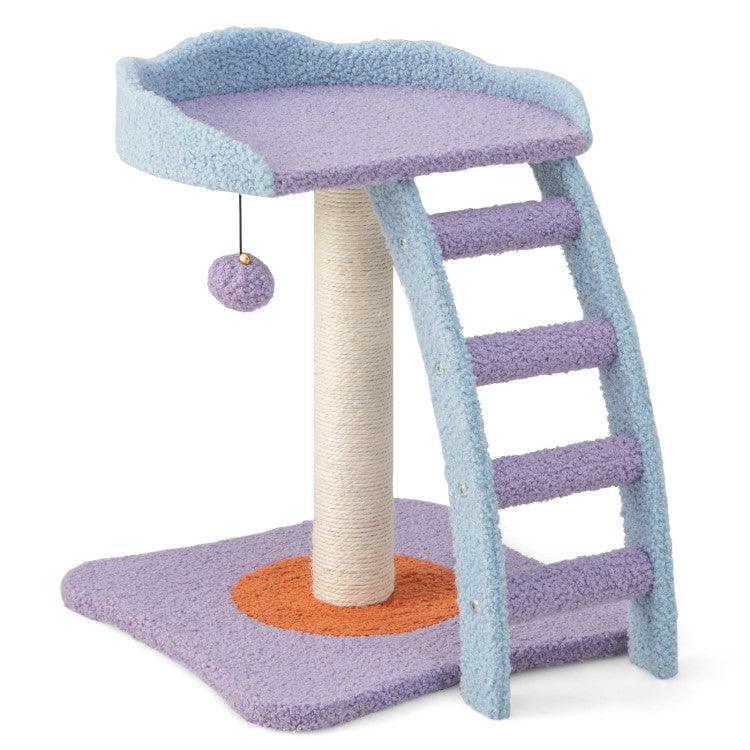 LazyCat™ 19 Inch Mohair Plush Cat Tree with Ladder and Jingling Ball - Lazy Pro