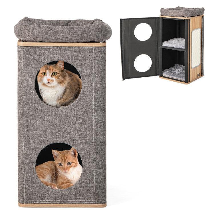 LazyCat™ 3-Story Cat House with Scratching Board for Indoor Cats - Lazy Pro