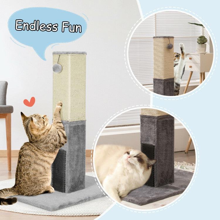 LazyCat™ 31 Inch Tall Cat Scratching Post Claw Scratcher with Sisal Rope and 2 plush Ball - Lazy Pro