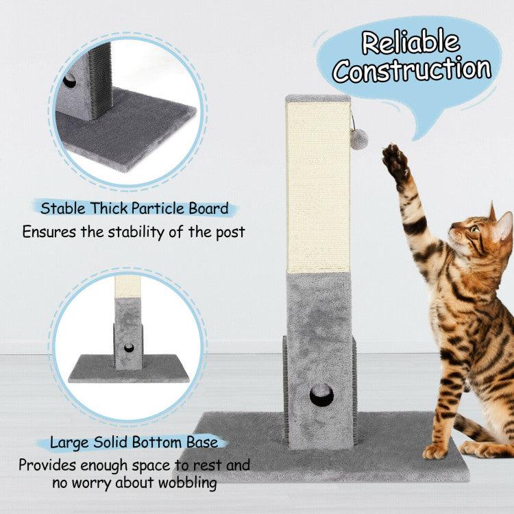 LazyCat™ 31 Inch Tall Cat Scratching Post Claw Scratcher with Sisal Rope and 2 plush Ball - Lazy Pro