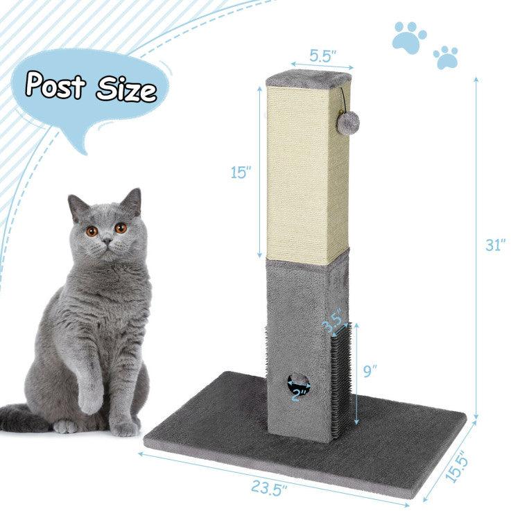 LazyCat™ 31 Inch Tall Cat Scratching Post Claw Scratcher with Sisal Rope and 2 plush Ball - Lazy Pro