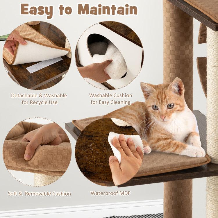 LazyCat™ 53 Inch Cat Tree with Condo and Swing Tunnel - Lazy Pro