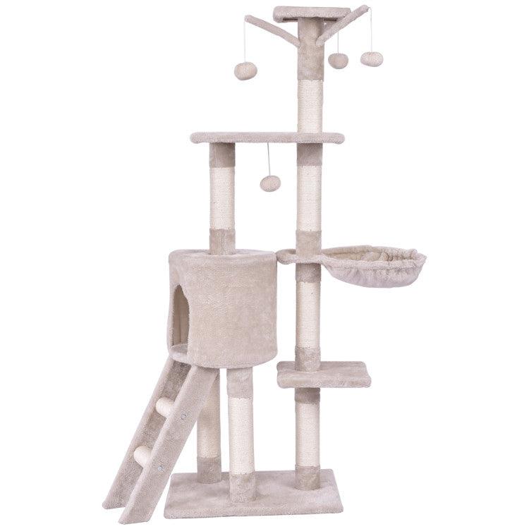 LazyCat™ 56 Inch Condo Scratching Posts Ladder Cat Play Tree - Lazy Pro