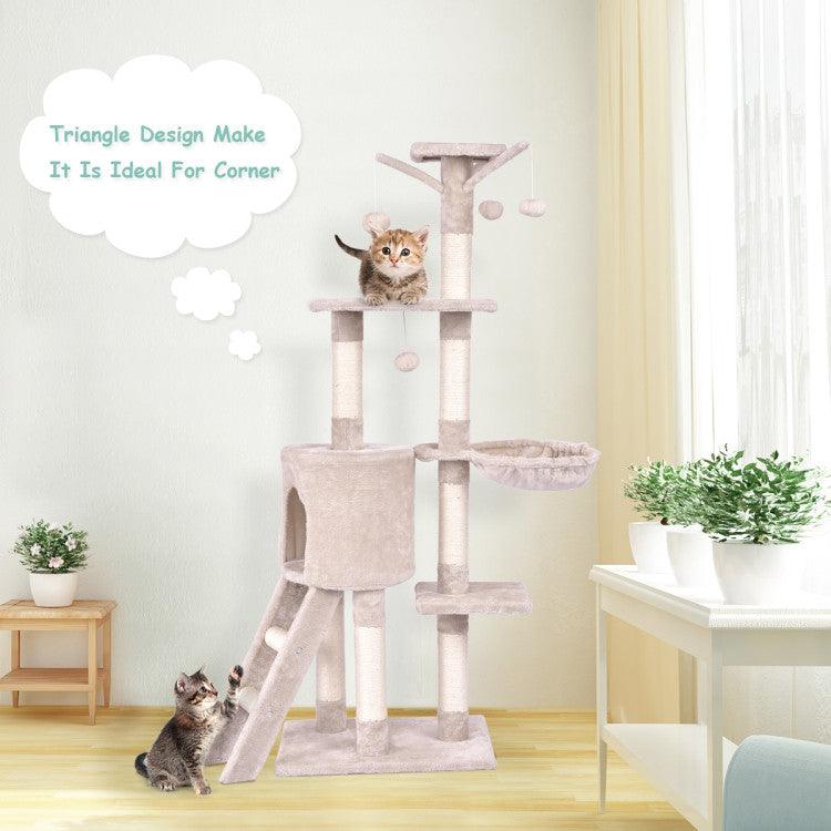 LazyCat™ 56 Inch Condo Scratching Posts Ladder Cat Play Tree - Lazy Pro