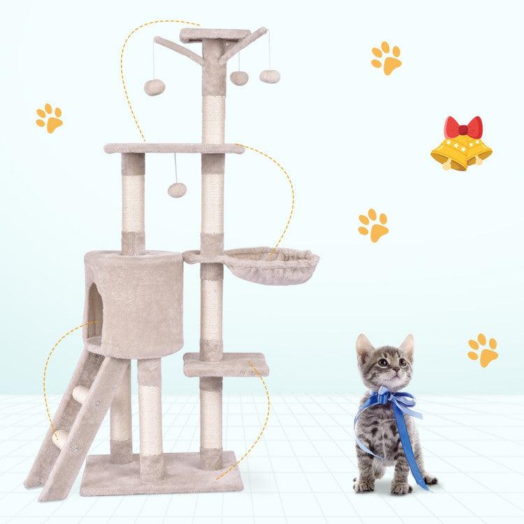 LazyCat™ 56 Inch Condo Scratching Posts Ladder Cat Play Tree - Lazy Pro