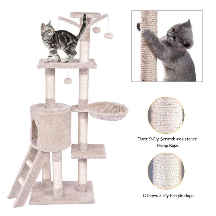 LazyCat™ 56 Inch Condo Scratching Posts Ladder Cat Play Tree - Lazy Pro