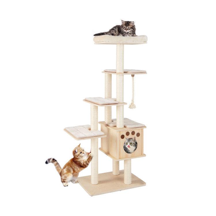 LazyCat™ 67 Inch Modern Cat Tree Tower with Top Perch and Sisal Rope Scratching Posts - Lazy Pro