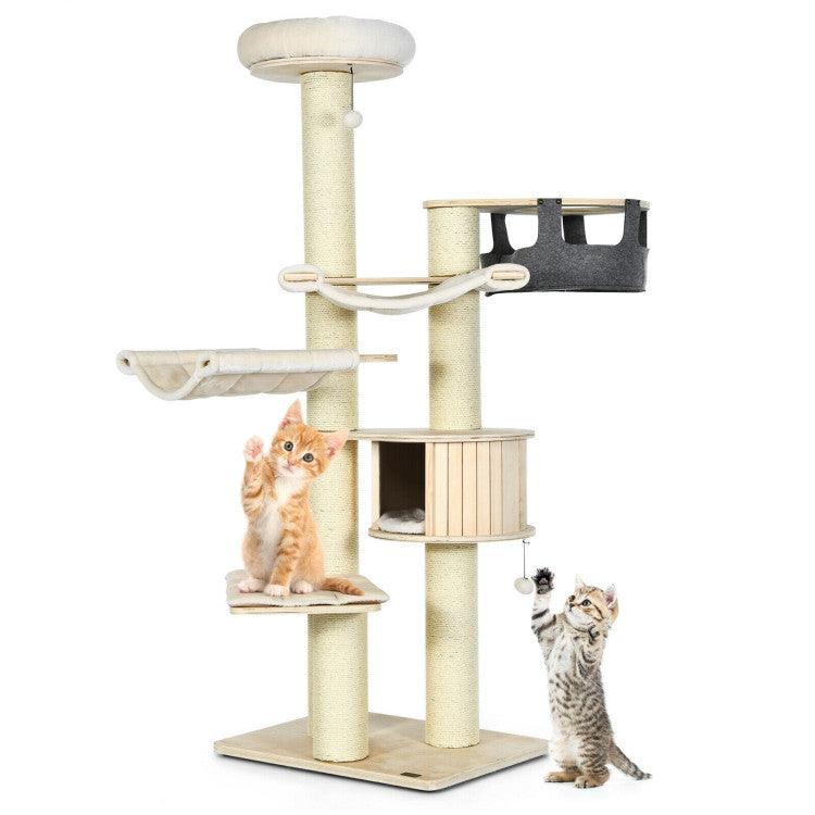LazyCat™ 77.5 Inch Cat Tree Condo Multi-Level Kitten Activity Tower with Sisal Posts - Lazy Pro