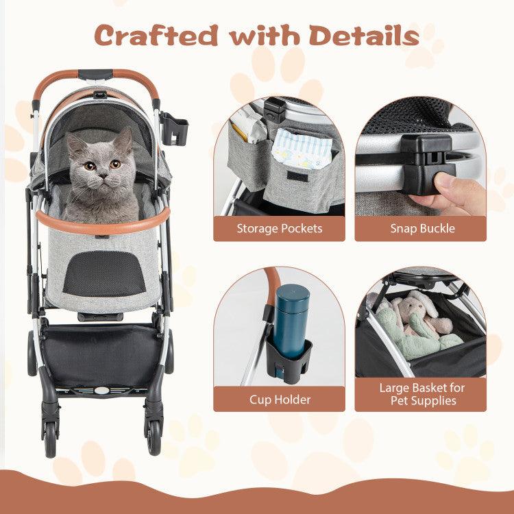 LazyCat™ Foldable Dog Cat Stroller with Removable Waterproof Cover - Lazy Pro