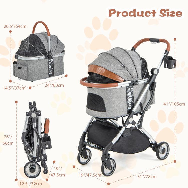 LazyCat™ Foldable Dog Cat Stroller with Removable Waterproof Cover - Lazy Pro