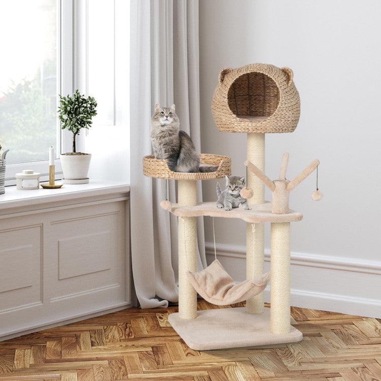 LazyCat™ Multi-Level Cat Tree with Condo Hammock and Rotatable Hanging Balls - Lazy Pro