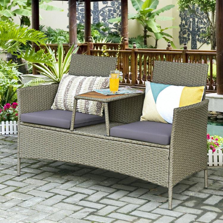 LazyChill™ 2-Person Patio Rattan Conversation Furniture Set with Coffee Table - Lazy Pro