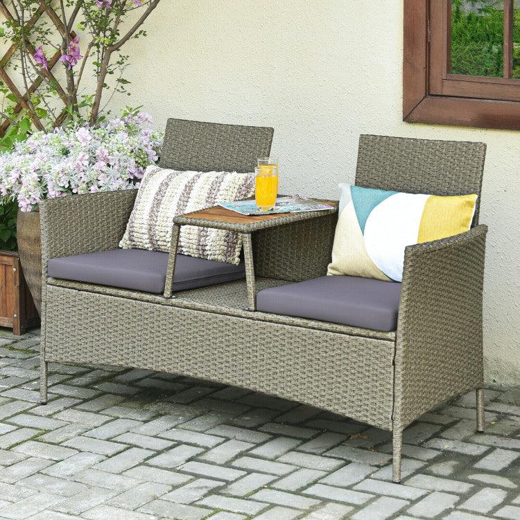 LazyChill™ 2-Person Patio Rattan Conversation Furniture Set with Coffee Table - Lazy Pro