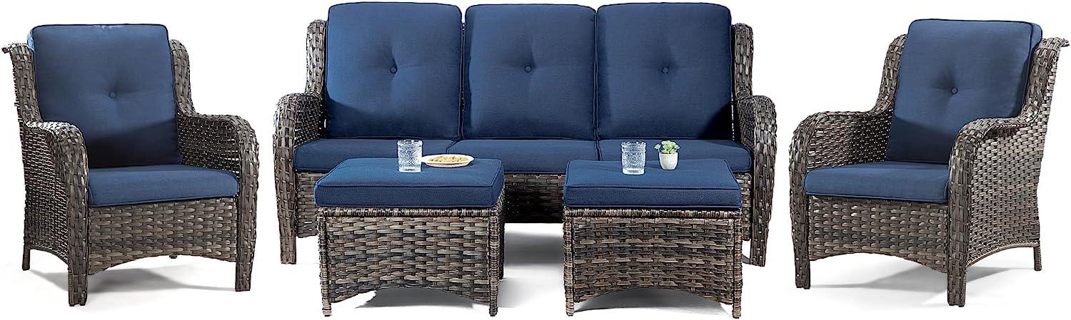LazyChill™ Patio Furniture Sets Outdoor Furniture Conversation Set 5 Pieces All Weather Wicker High Back Couch - Lazy Pro