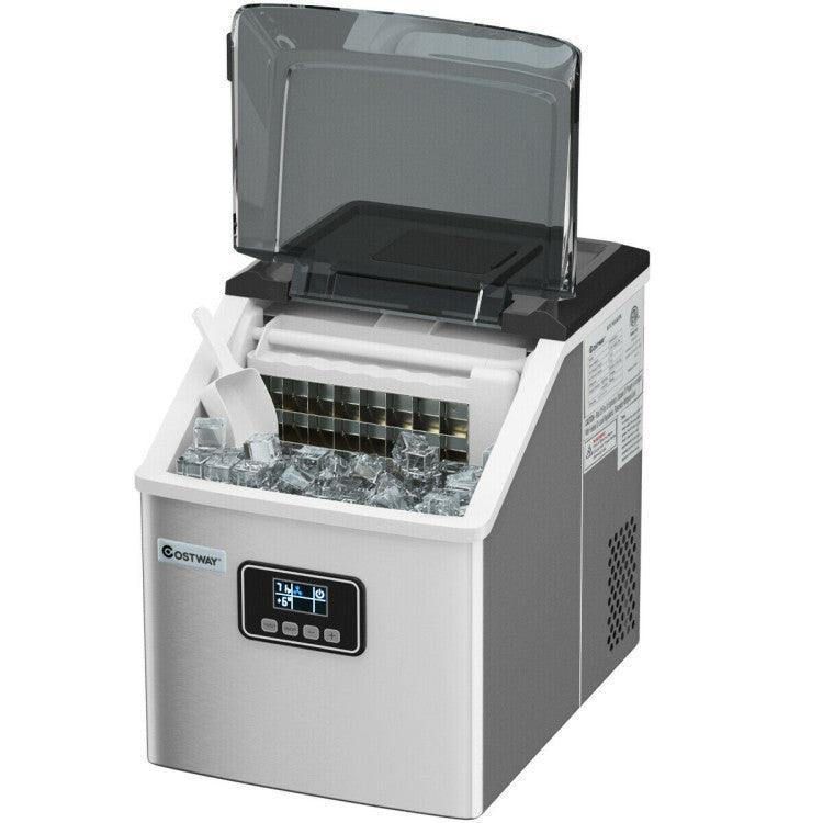 LazyCool™ 48 lbs Stainless Self-Clean Ice Maker with LCD Display - Lazy Pro