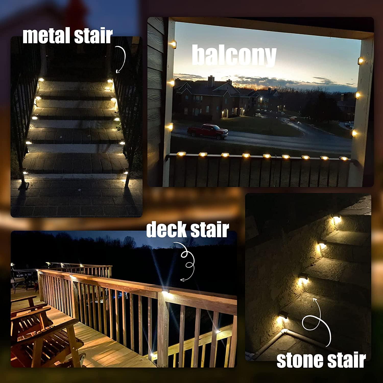 LazyDeck™ 12 Pack Solar Deck Lights 16 Pack Outdoor Step Lights Waterproof Led Solar Lights for Railing Stairs Step Fence Yard - Lazy Pro